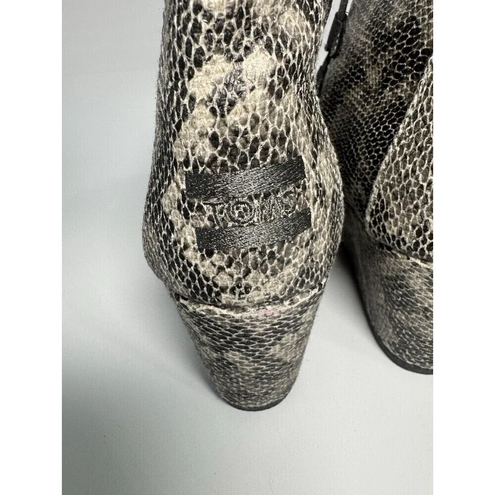 NEW Toms Kala Leather Snakeskin Print Lace Up Wedge Booties Womens 9